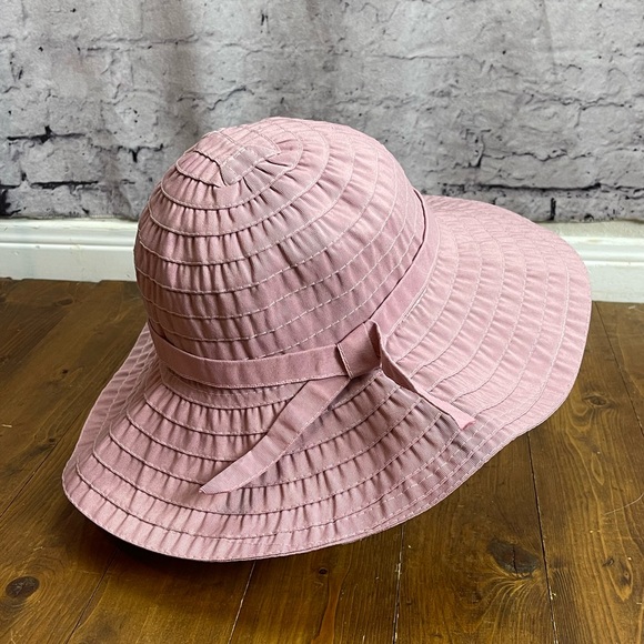 Scala pink “blush” ribbon crusher wide brim hat - Picture 3 of 7